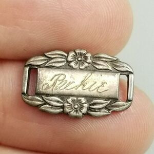 Vintage Rachle or Rochie Sterling Silver Forget-Me-Not Bracelet Charm Slide Link
